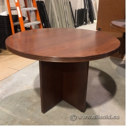 42" Mahogany Wood Round Table with Cutout Cross Base